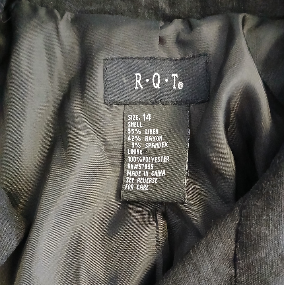 R-Q-T Womens Vintage Blazer Size 14 Color Black - Picture 8 of 8